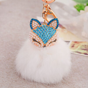Ali blue + fur ball White / Full length 16cm pendant 10x8cm