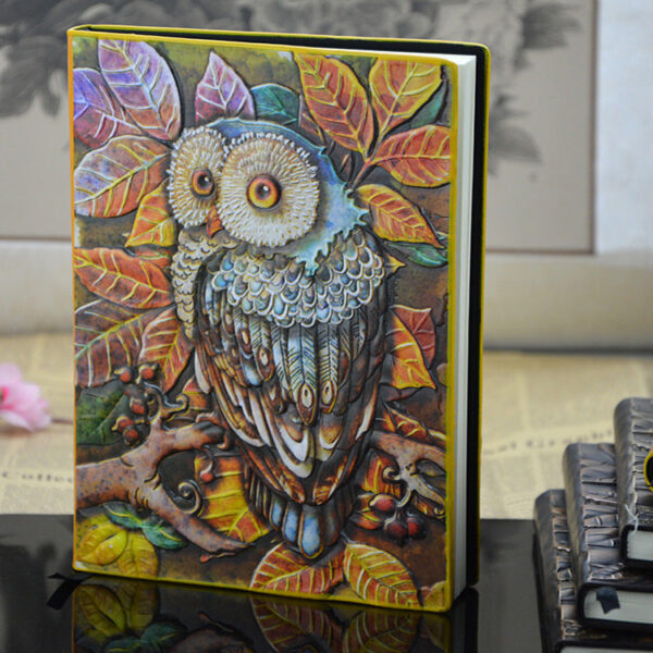 Wholesale Faux Leather Relief Owl PU A5 Notebook Notebook