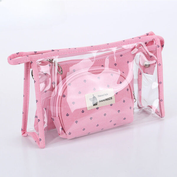 Wholesale Transparent Three Piece Makeup Bag Travel Cotton Storage Bag