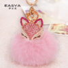 2623852840_949518863 Wholesale Diamond Fox Head Rabbit Hair Hairball Zinc Alloy Keychains