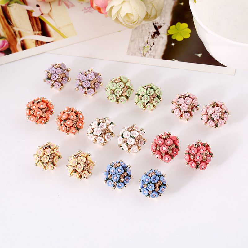 Wholesale Rose Flower Rhinestone Ear Studs