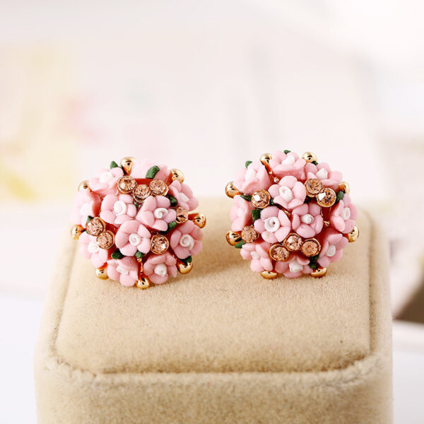 Wholesale Rose Flower Rhinestone Ear Studs
