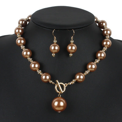 2674801272_192854676 Wholesale Diamond Imitation Pearl Earrings Necklace Jewelry Set