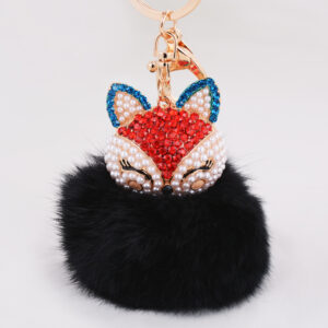 Ali Red + Black fur ball / Full length 16cm pendant 10x8cm