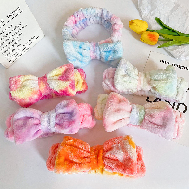 Wholesale Fabric Tie Dyed Bow Tie Hair Hoop