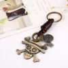 Wholesale Woven Alloy Skull Genuine Leather Keychain