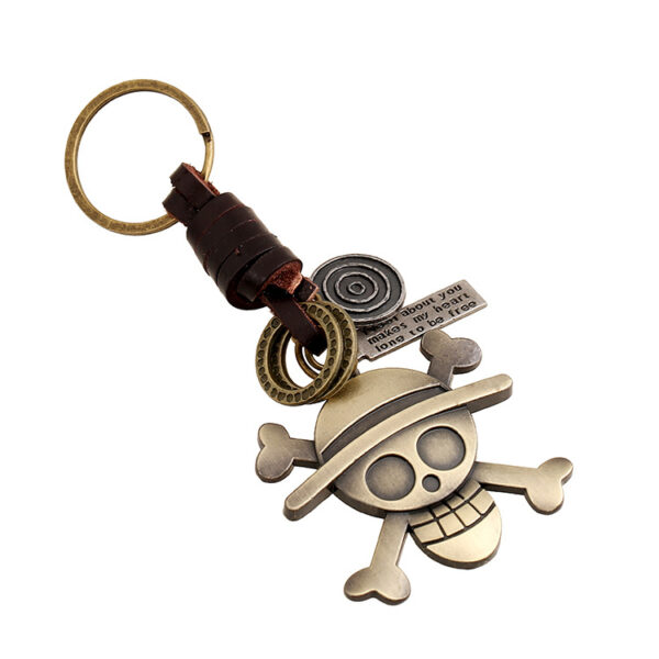 Wholesale Woven Alloy Skull Genuine Leather Keychain
