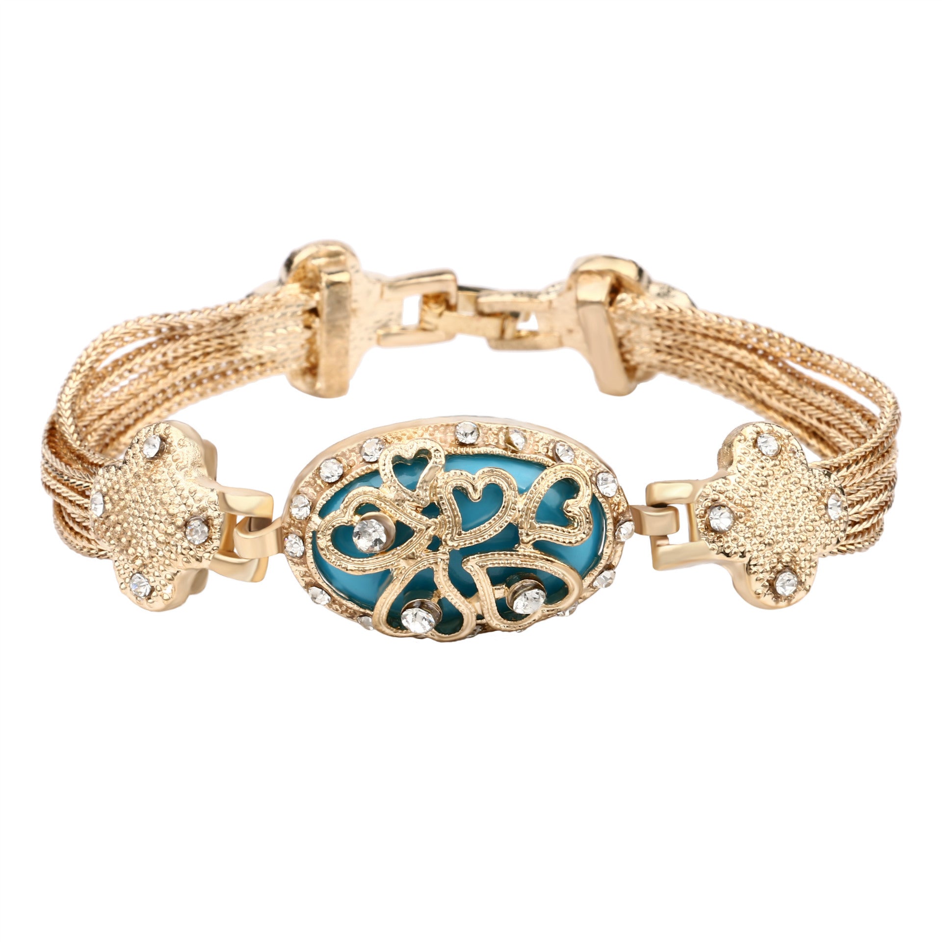 Wholesale Chain Hollow Heart Shape Engraved Large Resin Alloy Bracelet