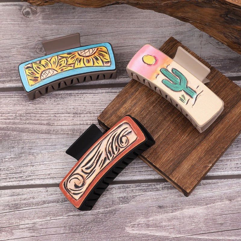 Wholesale Western Style Cactus Suower Pattern Grab Clip