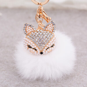 White Ali + white fur ball / Full length 16cm pendant 10x8cm