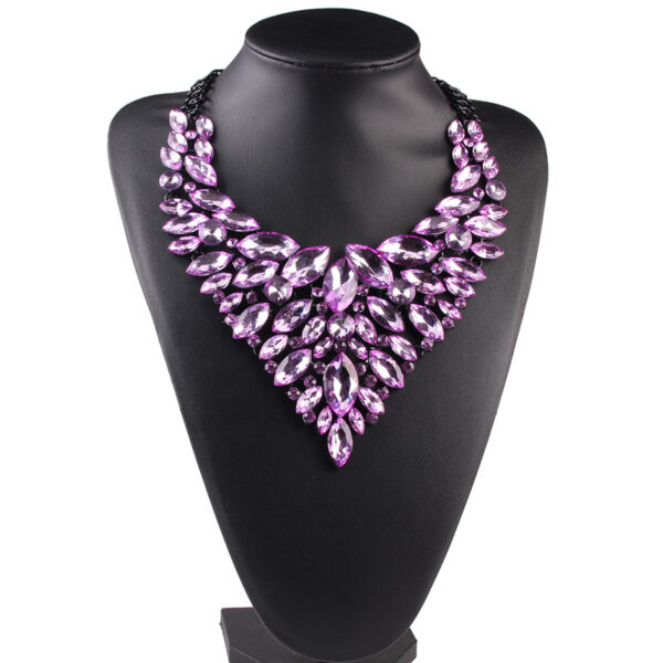 Wholesale Hollow Multi-color Alloy Diamond Necklace