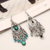 Wholesale Fashion Creative Bohemian Vintage Carved Waterdrop Gemstone Tassel Earrings
