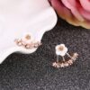 Wholesale small daisy flower rear hanging alloy earrings