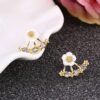 Wholesale small daisy flower rear hanging alloy earrings