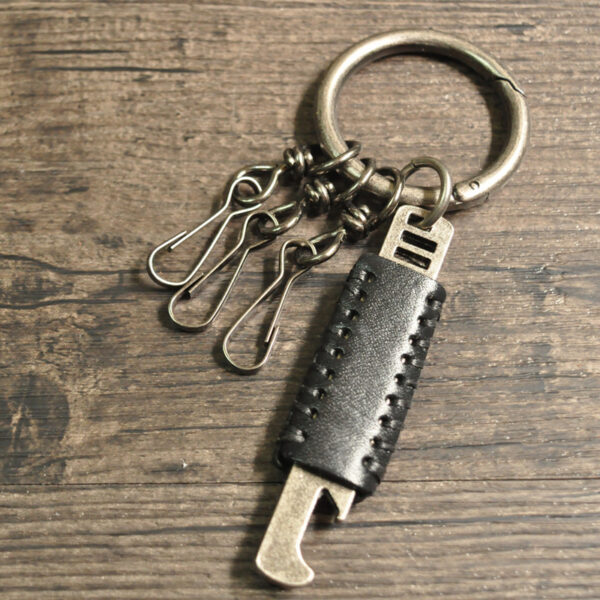 Wholesale Bottle Opener Retro Cowhide Men's Keychain