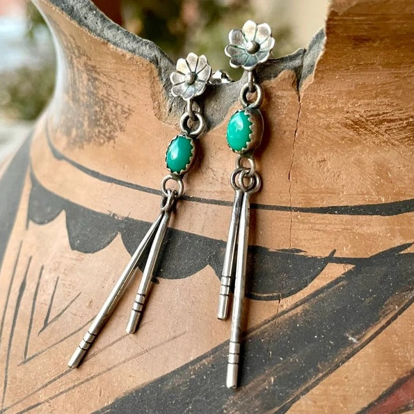 Wholesale Turquoise Tassel Alloy Earrings