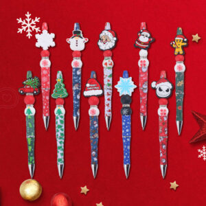 Wholesale Cartoon Christmas Silicone Handmade Plastic Beaded Pen