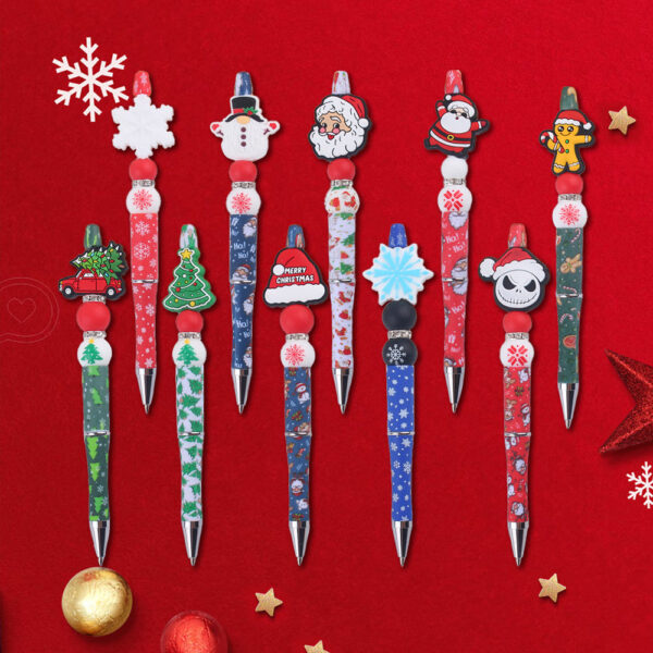 Wholesale Cartoon Christmas Silicone Handmade Plastic Beaded Pen