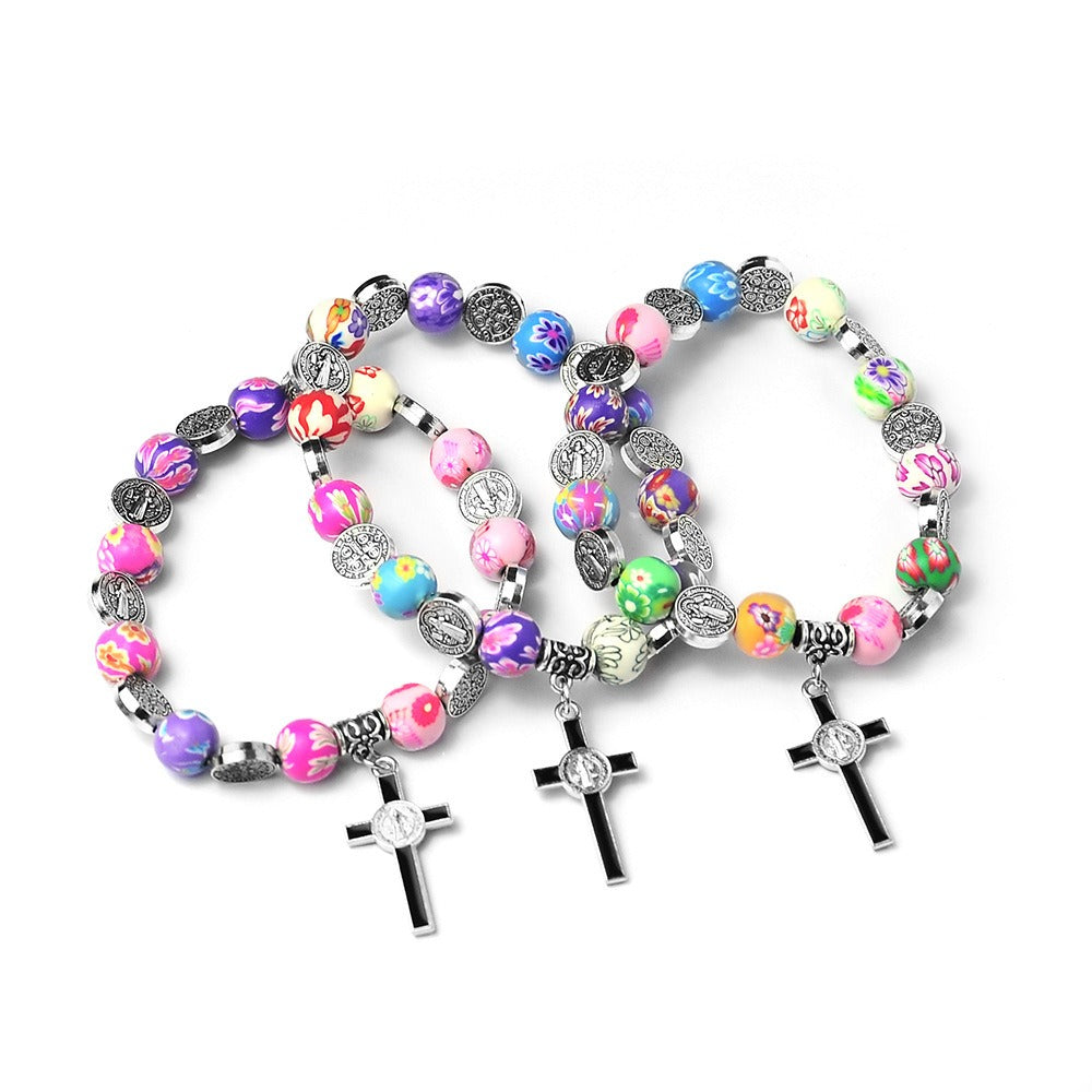 Wholesale Colorful lymer Clay Cross Bracelet