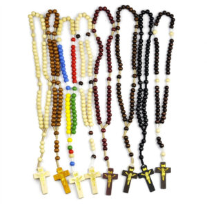 2e5b9f84e87ffedfe2f1590aaf1460d4 Wholesale Natural Wood Cross Rosary Braided 8mm Wooden Beads Necklace