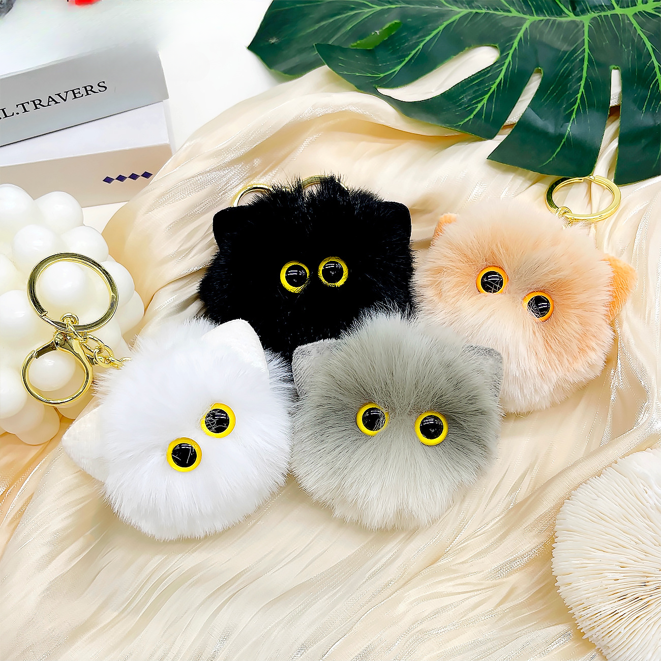 Wholesale Plush Cat Head Toys Keychains