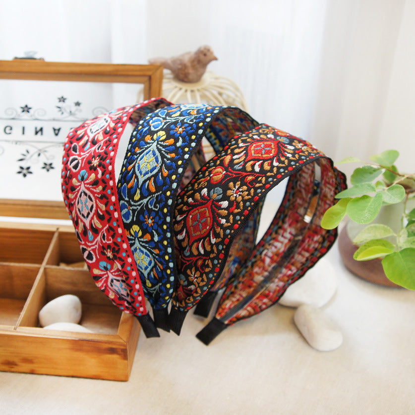 Wholesale Bohemian Ethnic Style Embroidered Fabric Headband