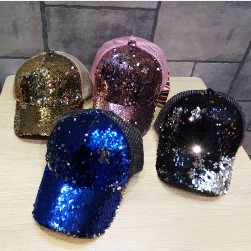 Wholesale Veet Reflective Sequin Mesh Cap Casual Cap