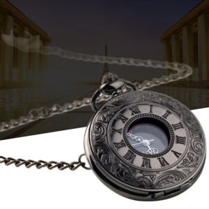 Wholesale Roman Numeral Double Display Men's Alloy Retro Necklace Pocket Watch