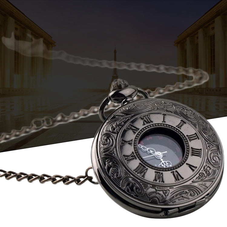 Wholesale Roman Numeral Double Display Men's Alloy Retro Necklace cket Watch