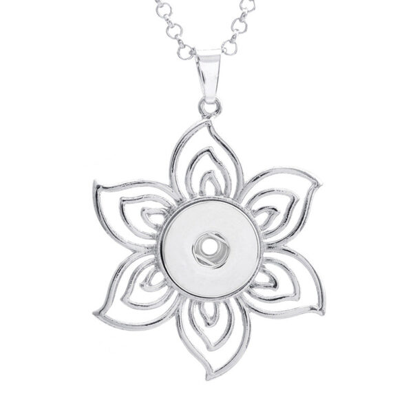 3093085413_1021581364 Wholesale DIY Snap Necklace Alloy Purple Gold Flower Pendant