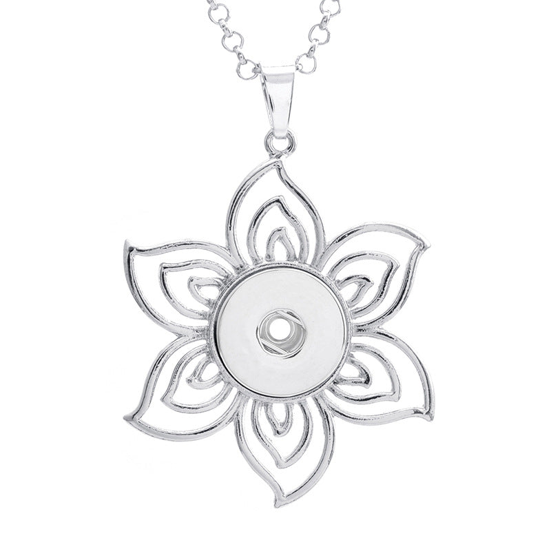 Wholesale DIY Snap Necklace Alloy Purple Gold Flower Pendant