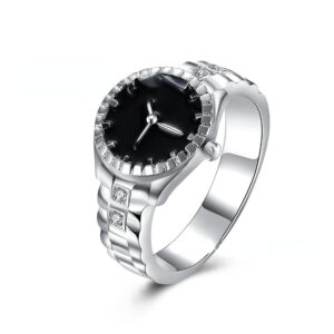Wholesale Silver Plated Watch Shape Diamond Alloy Rings