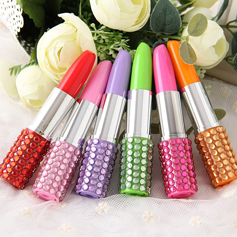 Wholesale Diamond Stud Lipstick Plastic Ballint Pen