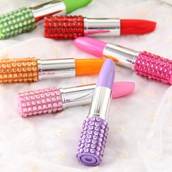 Wholesale Diamond Stud Lipstick Plastic Ballpoint Pen