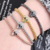 Wholesale Braided Zircon 4mm Copper Bead Skull Adjustable Bracelet