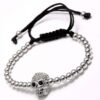 Wholesale Braided Zircon 4mm Copper Bead Skull Adjustable Bracelet