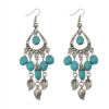 Wholesale Leaf Branch Tassel Turquoise Long Drop Shape Earrings
