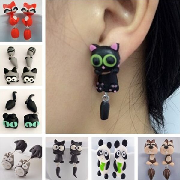 Wholesale Cute Animals Soft Pottery Clay Earrings