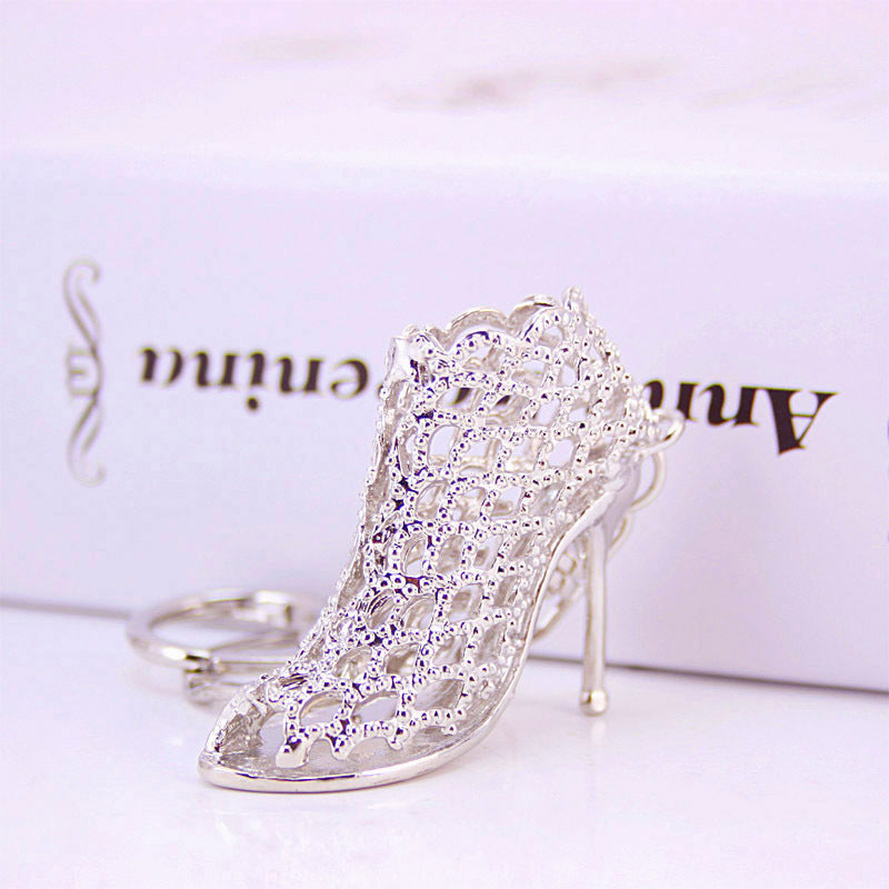 Wholesale Zinc Alloy Crystal Hollow High Heels Keychain