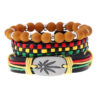 Wholesale Hip Hop Style Beaded Leather Bracelet