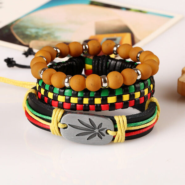 Wholesale Hip Hop Style Beaded Leather Bracelet