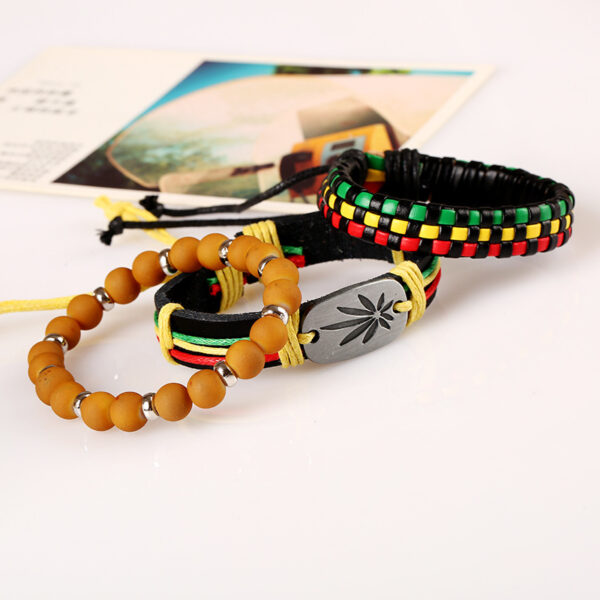 Wholesale Hip Hop Style Beaded Leather Bracelet