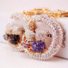 Wholesale Cute Diamond Inlaid Moon Bear Alloy Keychain