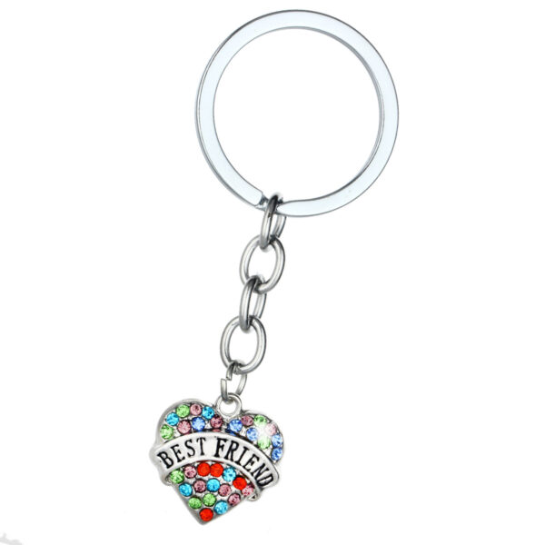 Wholesale Mother's Day Alloy Heart Inlaid Diamond Engraved Keychains