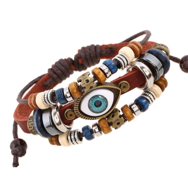 3334021763_2118088041-1 Wholesale Jewelry Beaded Eyes Leather Bracelet