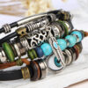 Wholesale Devil Eye Beaded Multilayer Leather Bracelet