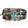 Wholesale Devil Eye Beaded Multilayer Leather Bracelet