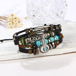 3378606951_793437558 Wholesale Devil Eye Beaded Multilayer Leather Bracelet