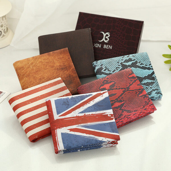Wholesale Retro Creative Printed Men's Short PU Leather Wallet