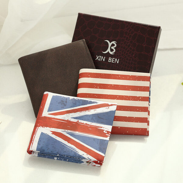 Wholesale Retro Creative Printed Men's Short PU Leather Wallet